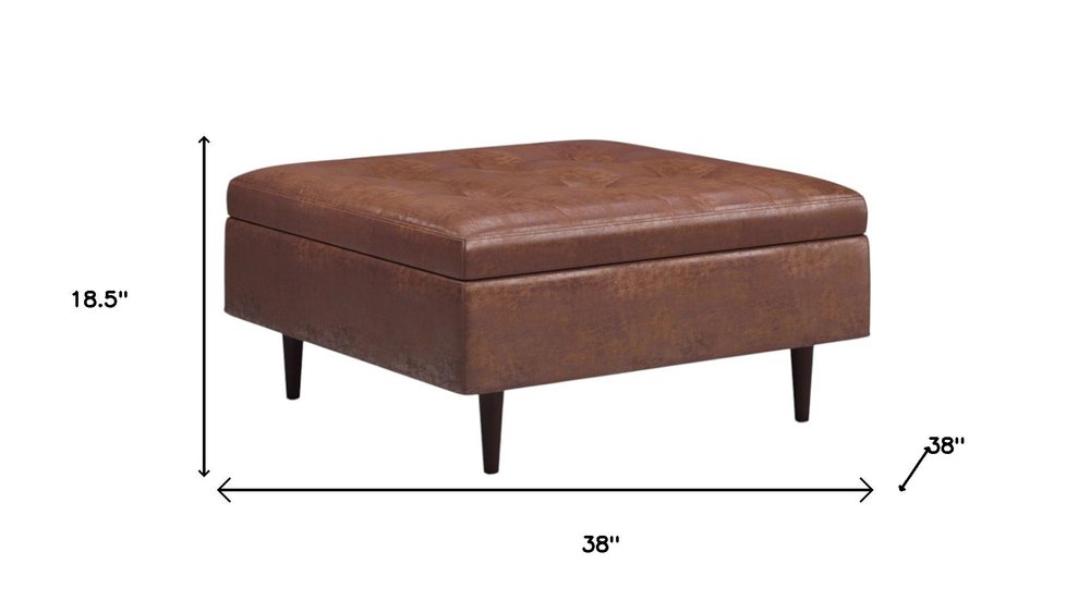 38" Brown Tufted Ottoman With Storage — view 9