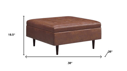 38" Brown Tufted Ottoman With Storage HomeRoots