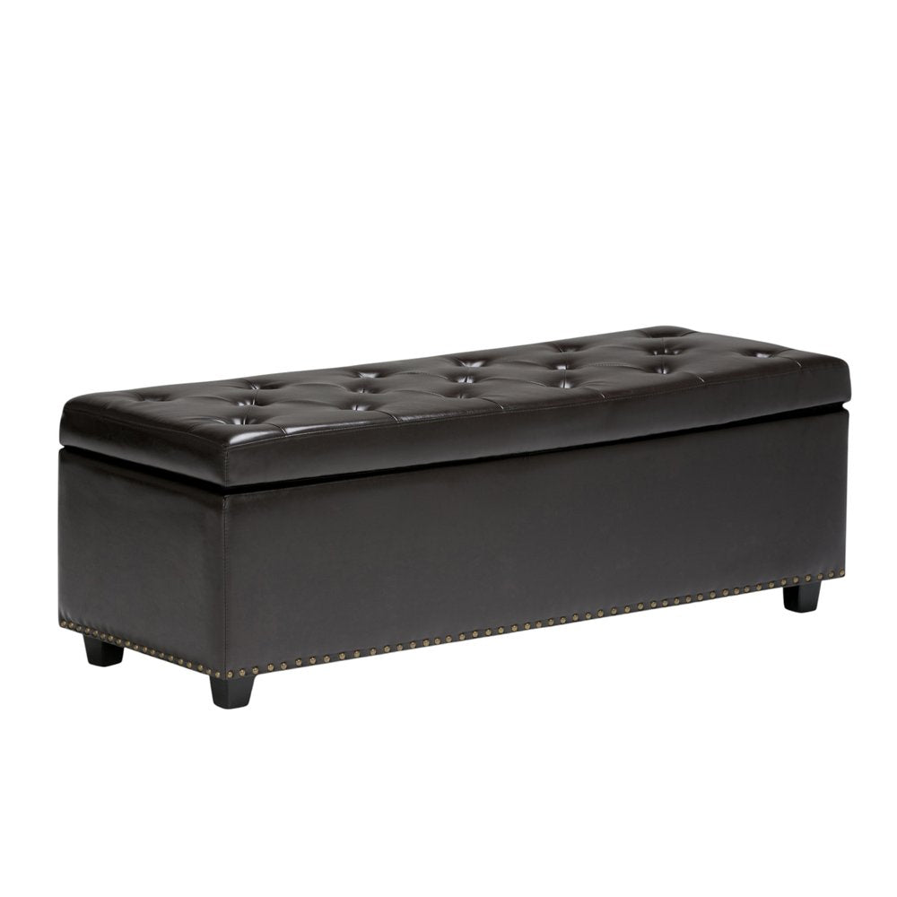 48" Coffee And Dark Brown Tufted Ottoman With Storage — view 6