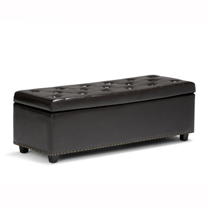48" Coffee And Dark Brown Tufted Ottoman With Storage HomeRoots