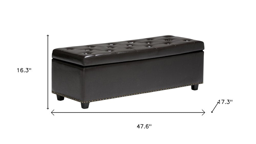 48" Coffee And Dark Brown Tufted Ottoman With Storage HomeRoots