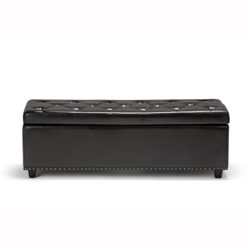 48" Coffee And Dark Brown Tufted Ottoman With Storage HomeRoots