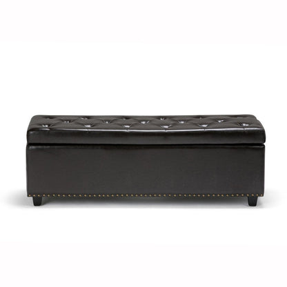 48" Coffee And Dark Brown Tufted Ottoman With Storage HomeRoots