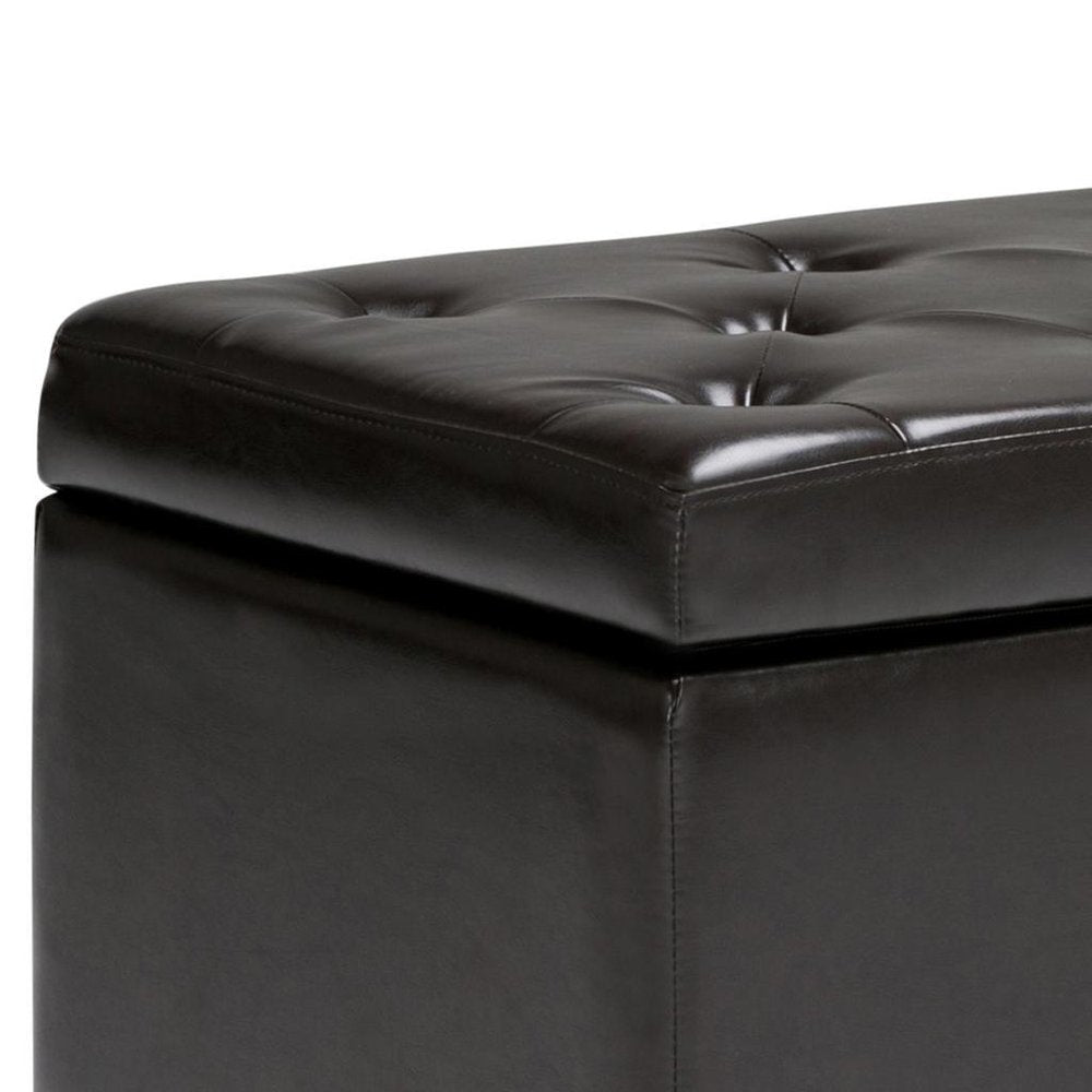 48" Coffee And Dark Brown Tufted Ottoman With Storage HomeRoots