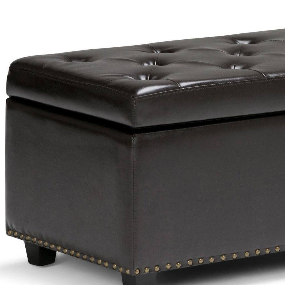 48" Coffee And Dark Brown Tufted Ottoman With Storage HomeRoots