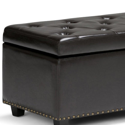 48" Coffee And Dark Brown Tufted Ottoman With Storage HomeRoots