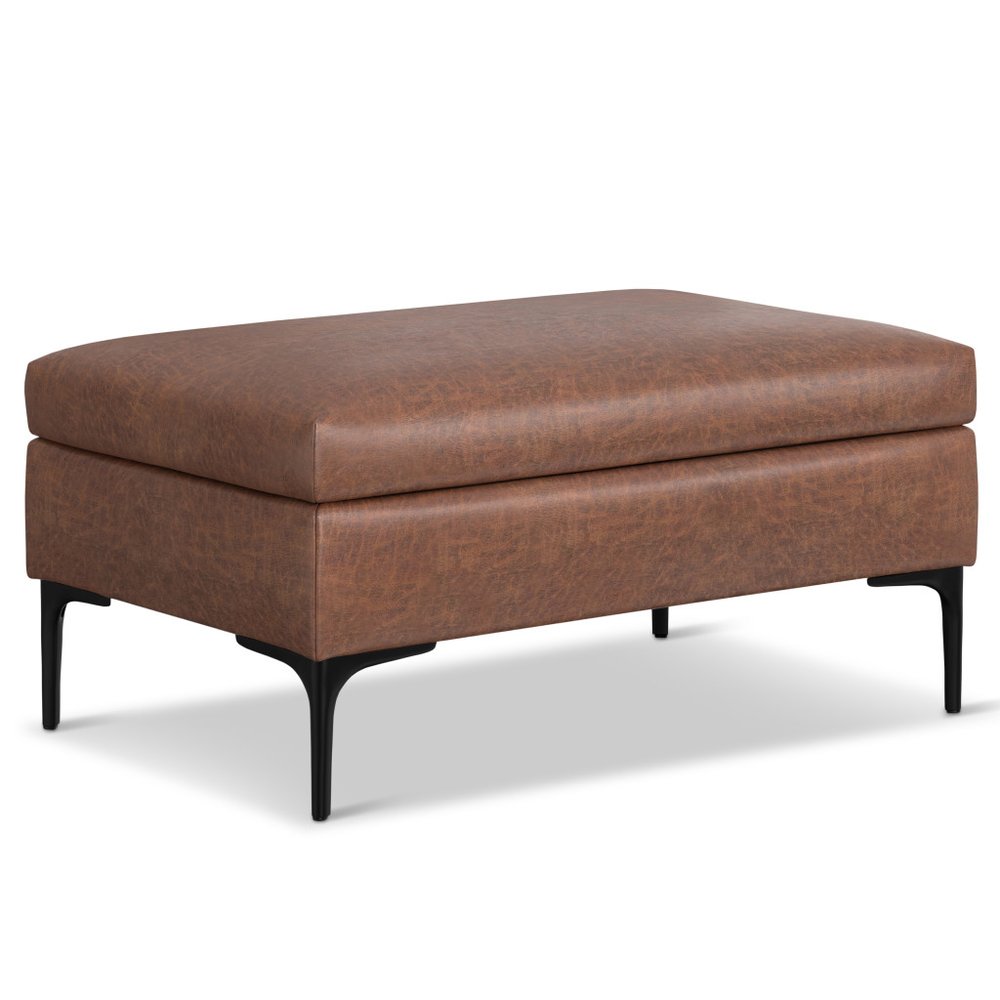 36" Brown And Black Ottoman With Storage — view 1