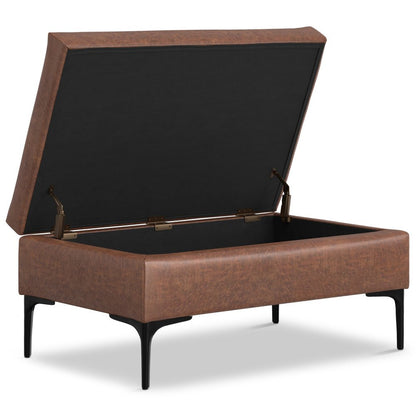 36" Brown And Black Ottoman With Storage HomeRoots