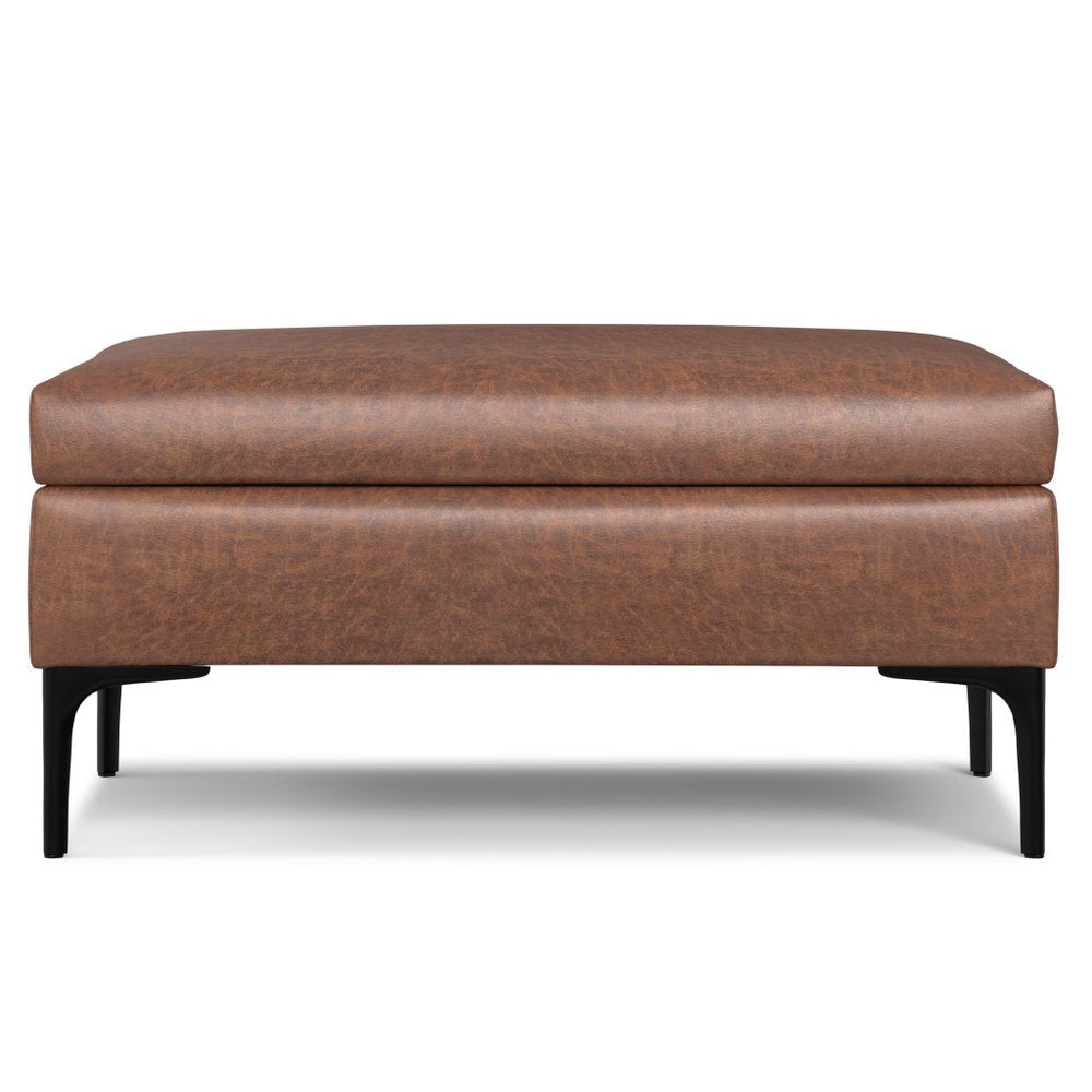 36" Brown And Black Ottoman With Storage HomeRoots