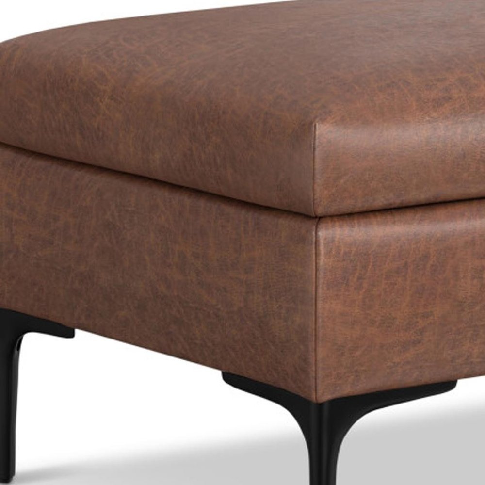 36" Brown And Black Ottoman With Storage HomeRoots