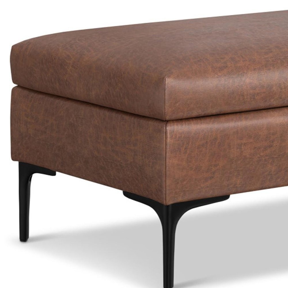 36" Brown And Black Ottoman With Storage HomeRoots