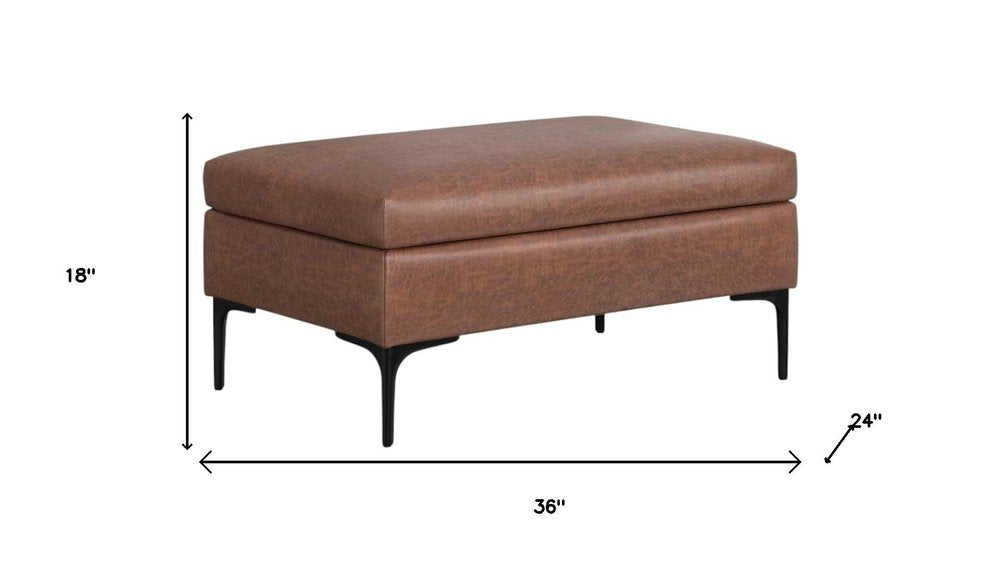36" Brown And Black Ottoman With Storage — view 9