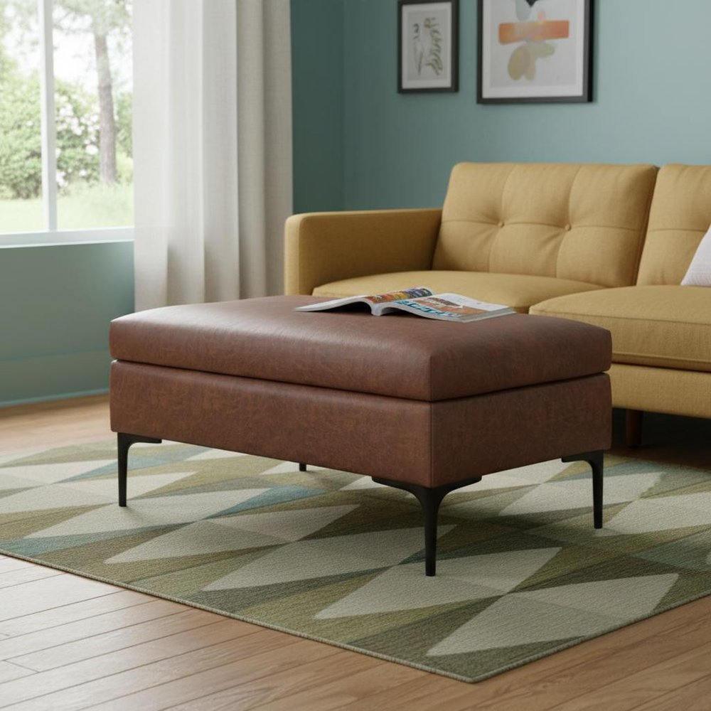36" Brown And Black Ottoman With Storage — view 7