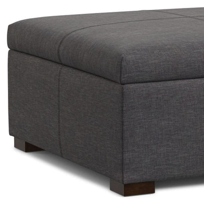 36" Slate Gray And Walnut Ottoman With Storage