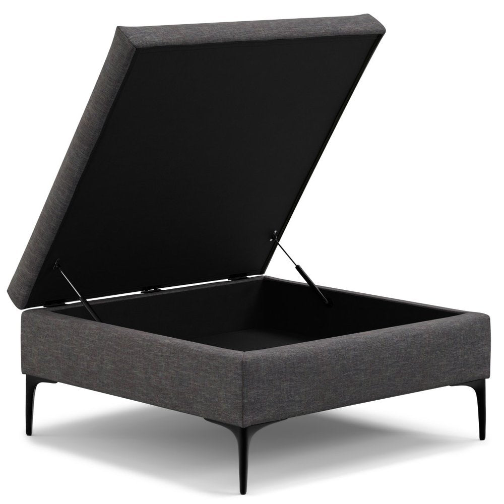36" Brown And Black Ottoman With Storage HomeRoots