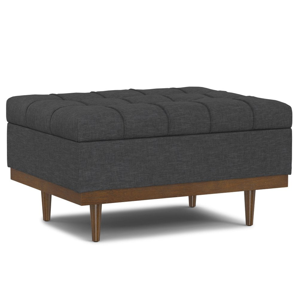 34" Brown And Walnut Tufted Ottoman With Storage — view 1