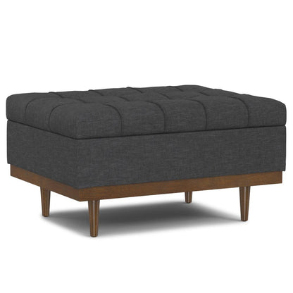 34" Brown And Walnut Tufted Ottoman With Storage HomeRoots
