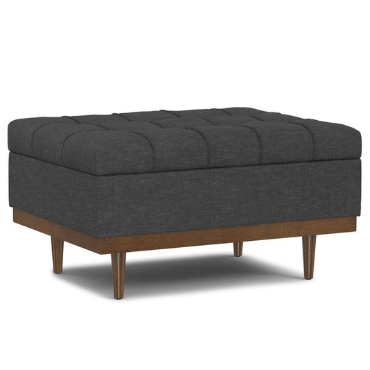 34" Brown And Walnut Tufted Ottoman With Storage