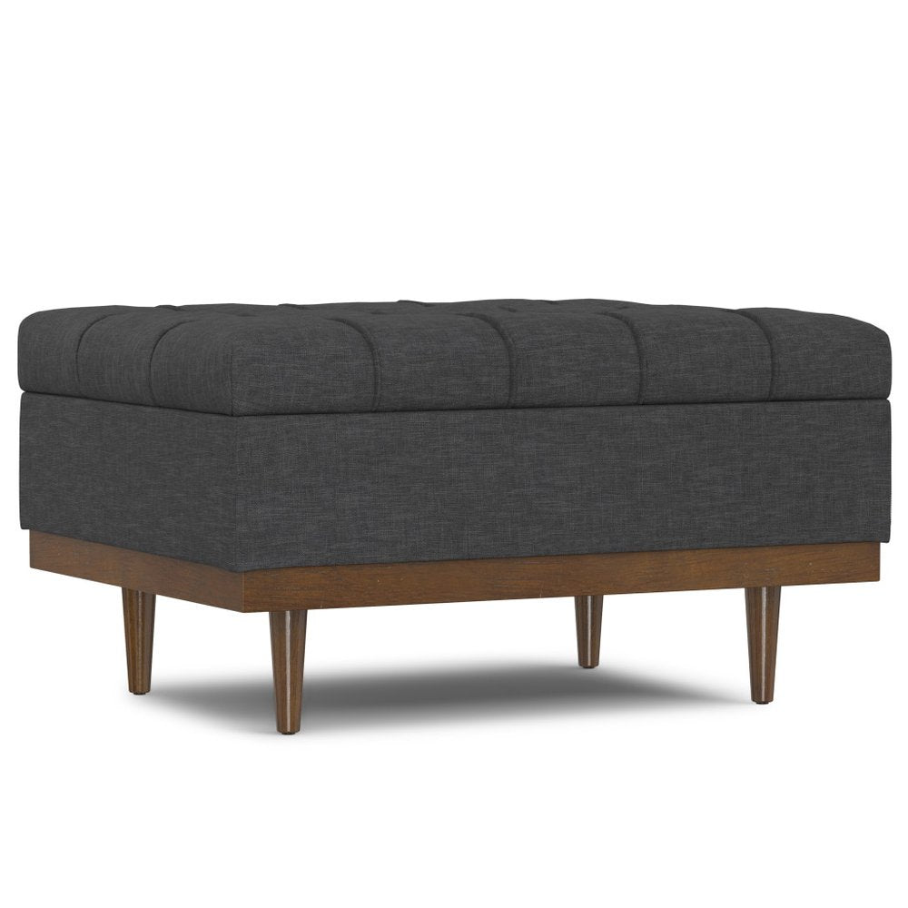 34" Brown And Walnut Tufted Ottoman With Storage — view 2