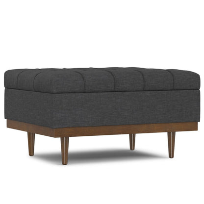 34" Brown And Walnut Tufted Ottoman With Storage HomeRoots