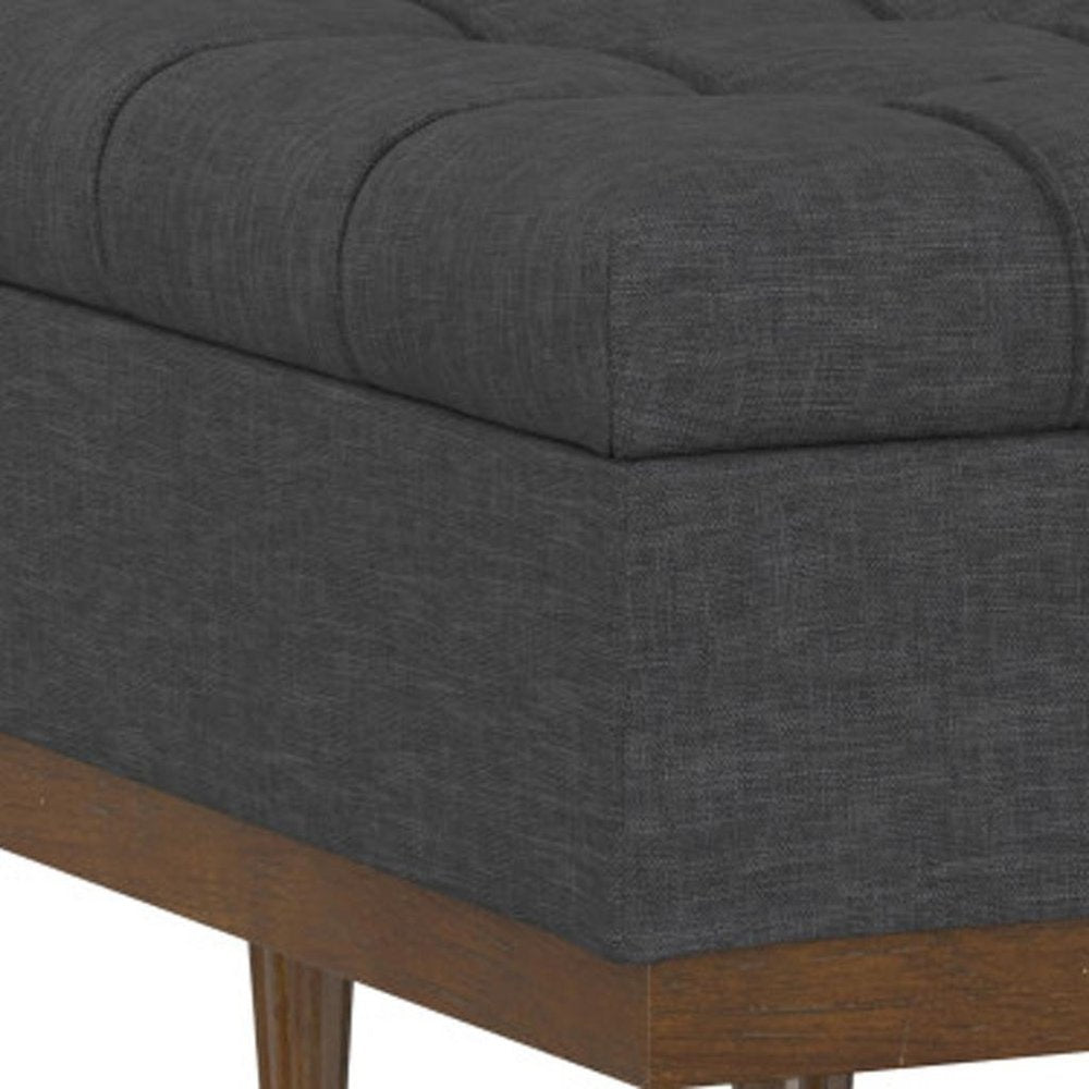 34" Brown And Walnut Tufted Ottoman With Storage HomeRoots