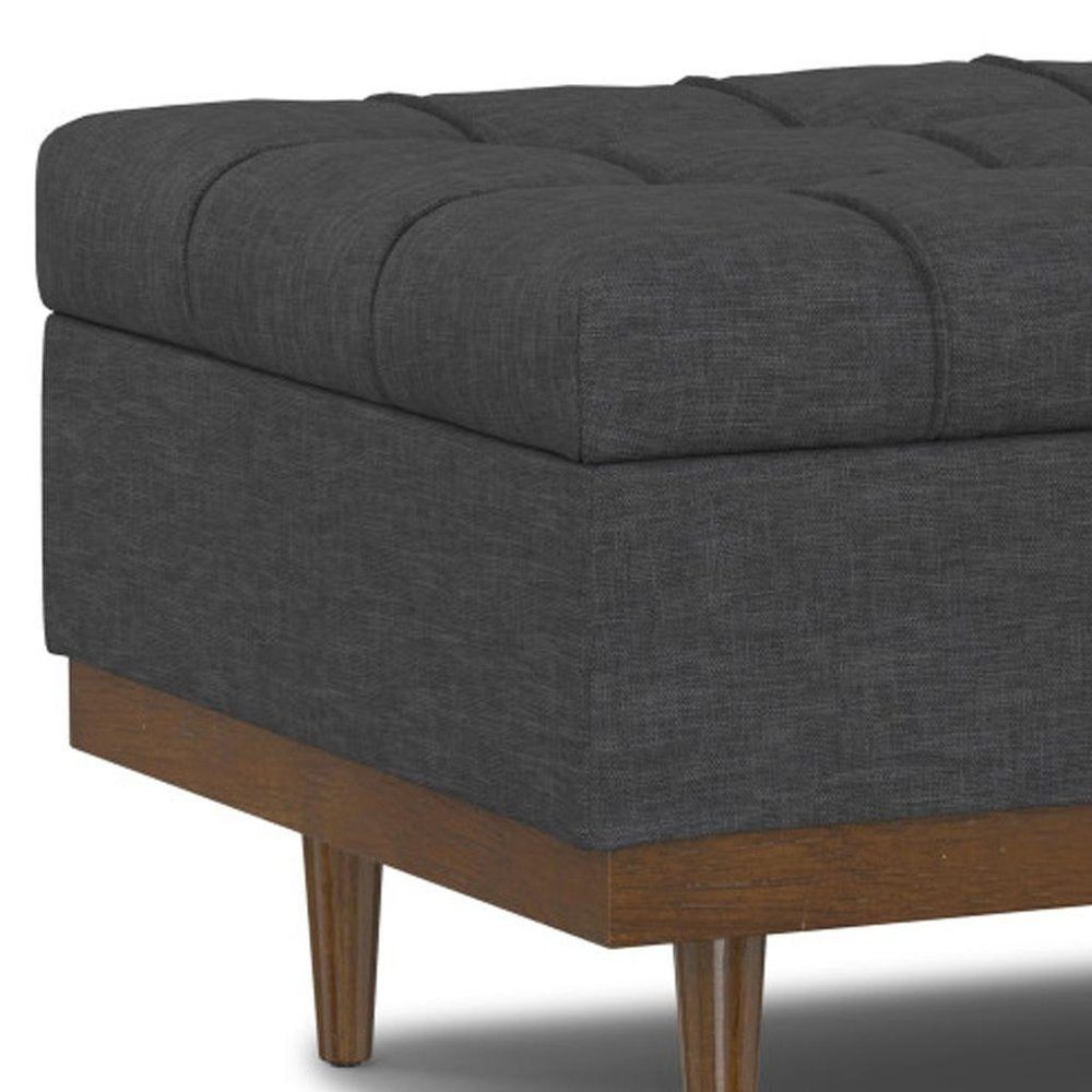 34" Brown And Walnut Tufted Ottoman With Storage — view 4