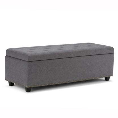 48" Slate Gray And Dark Brown Tufted Ottoman With Storage