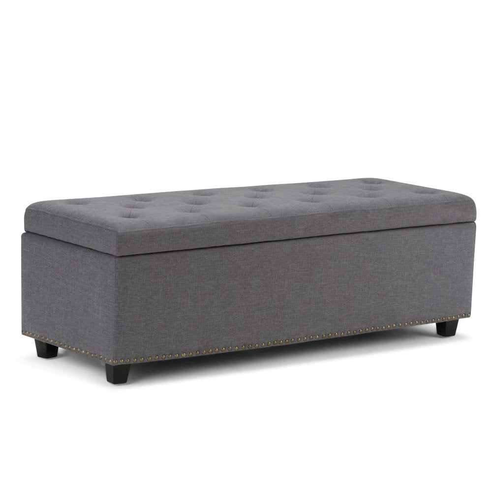 48" Slate Gray And Dark Brown Tufted Ottoman With Storage — view 1