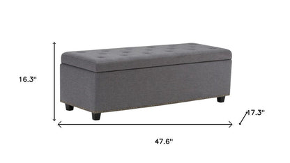 48" Slate Gray And Dark Brown Tufted Ottoman With Storage HomeRoots