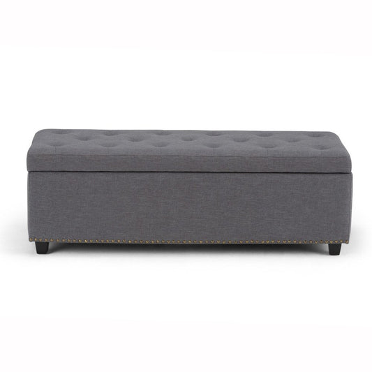 48" Slate Gray And Dark Brown Tufted Ottoman With Storage