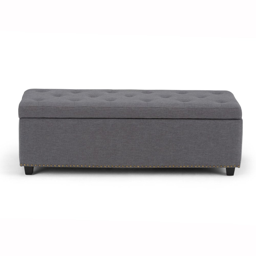 48" Slate Gray And Dark Brown Tufted Ottoman With Storage — view 2