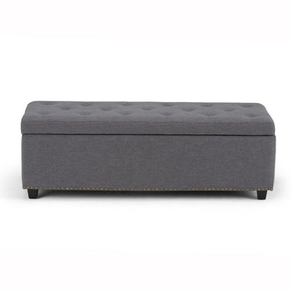 48" Slate Gray And Dark Brown Tufted Ottoman With Storage HomeRoots
