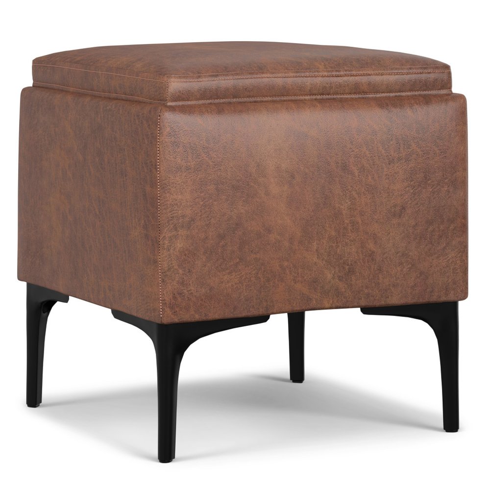 18" Cloud And Black Ottoman With Storage HomeRoots
