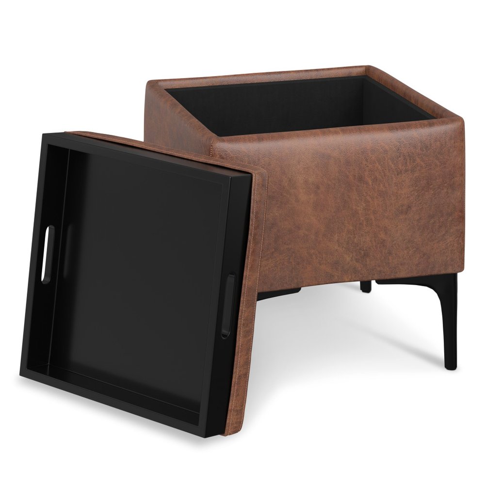 18" Cloud And Black Ottoman With Storage — view 2