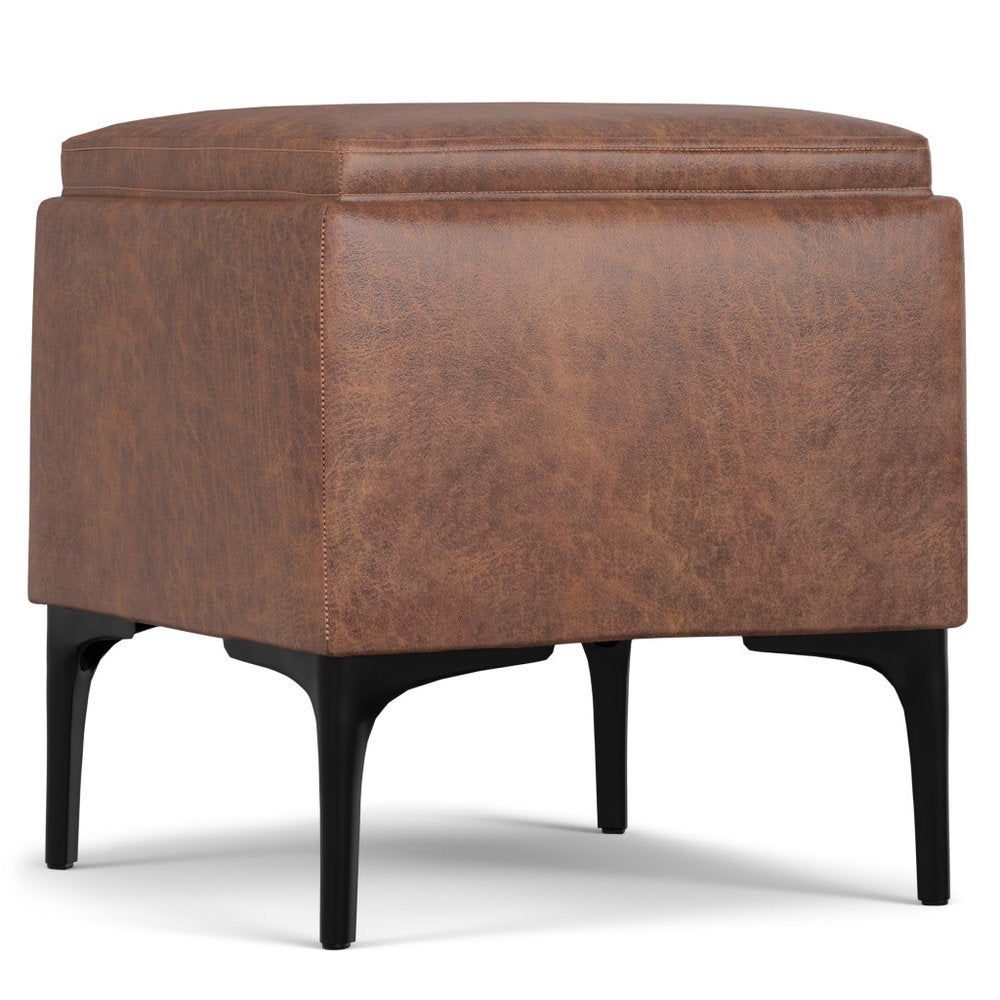 18" Cloud And Black Ottoman With Storage HomeRoots