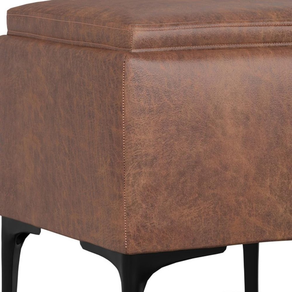 18" Cloud And Black Ottoman With Storage — view 4