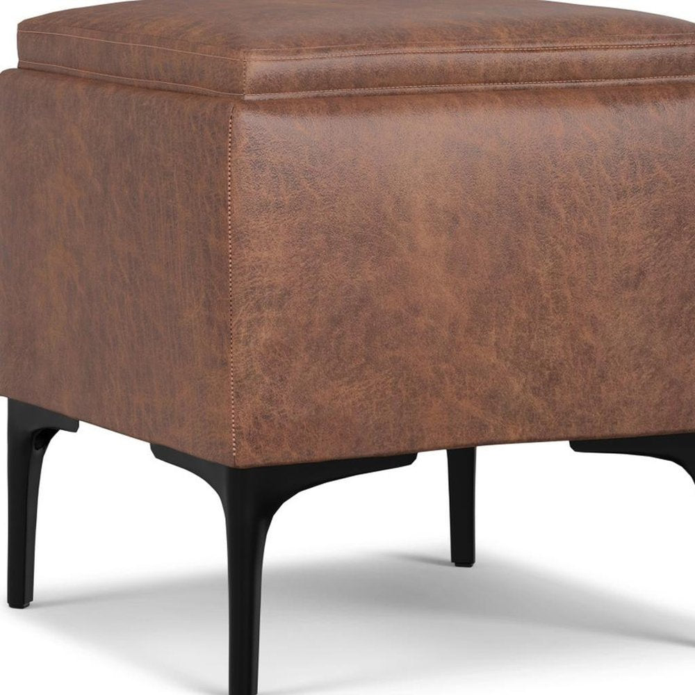 18" Cloud And Black Ottoman With Storage — view 5