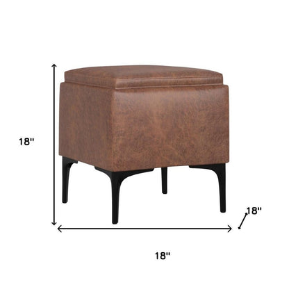 18" Cloud And Black Ottoman With Storage HomeRoots
