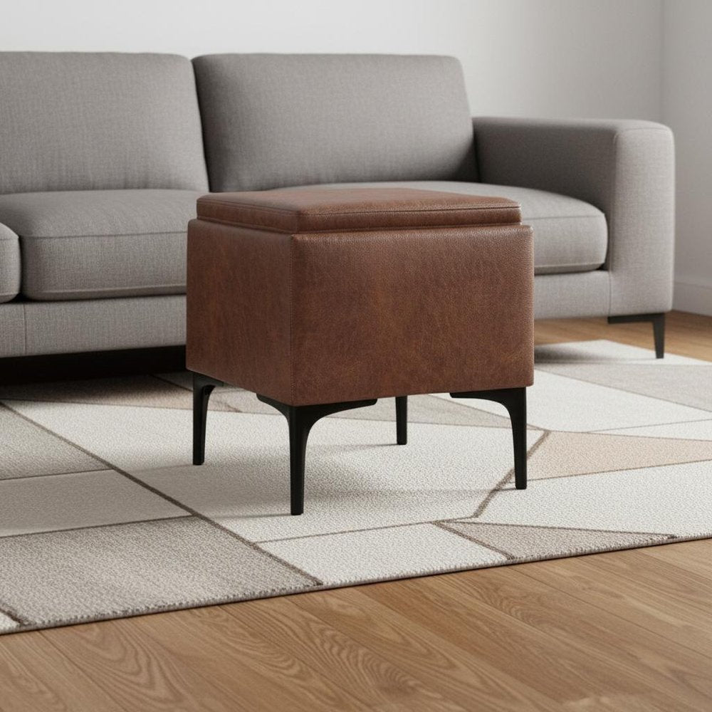 18" Cloud And Black Ottoman With Storage — view 6