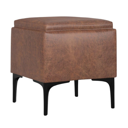 18" Cloud And Black Ottoman With Storage HomeRoots