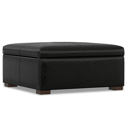 36" Chestnut And Brown And Walnut Faux Leather Ottoman With Storage HomeRoots