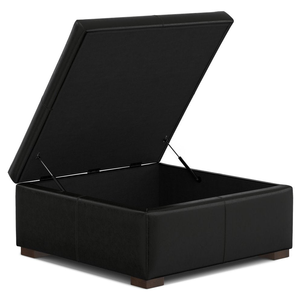 36" Chestnut And Brown And Walnut Faux Leather Ottoman With Storage — view 11
