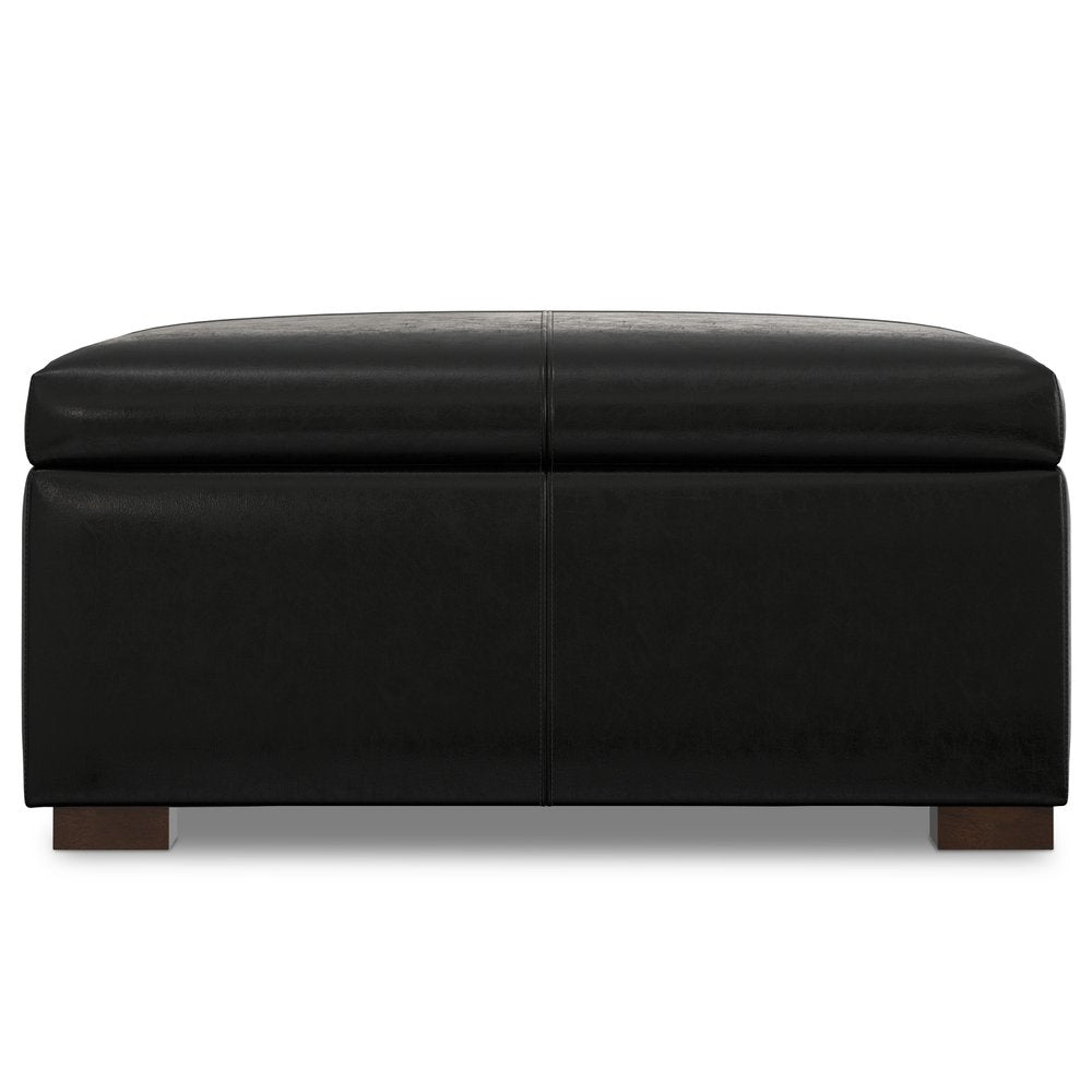 36" Chestnut And Brown And Walnut Faux Leather Ottoman With Storage — view 12