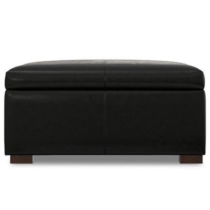 36" Chestnut And Brown And Walnut Faux Leather Ottoman With Storage HomeRoots