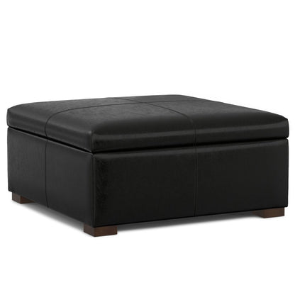 36" Chestnut And Brown And Walnut Faux Leather Ottoman With Storage HomeRoots
