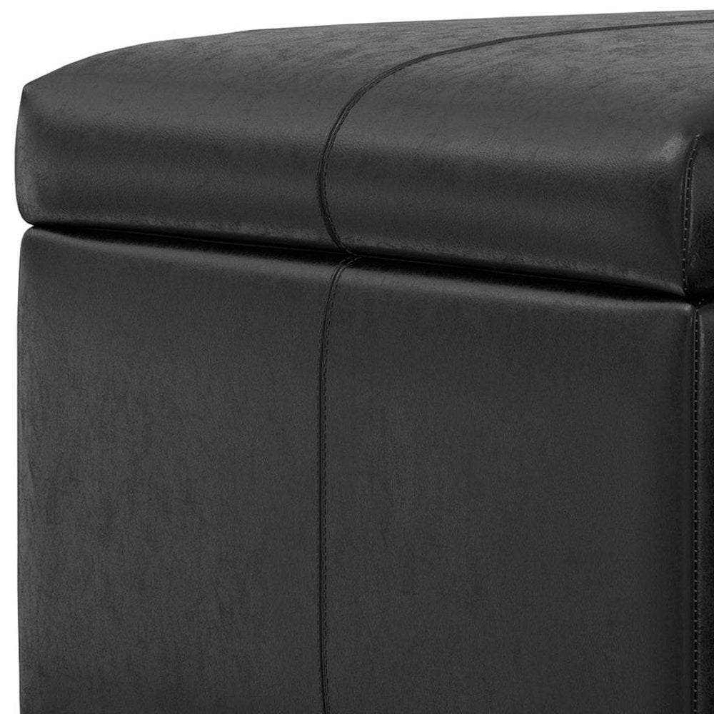 36" Chestnut And Brown And Walnut Faux Leather Ottoman With Storage — view 14