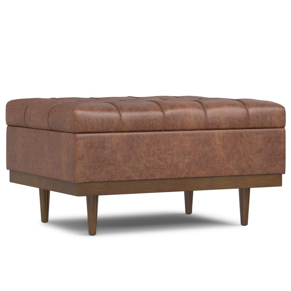 34" Brown And Walnut Tufted Ottoman With Storage — view 9
