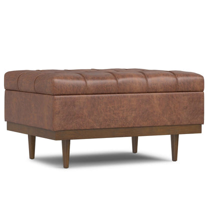 34" Brown And Walnut Tufted Ottoman With Storage HomeRoots