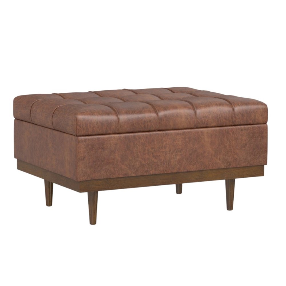 34" Brown And Walnut Tufted Ottoman With Storage — view 13