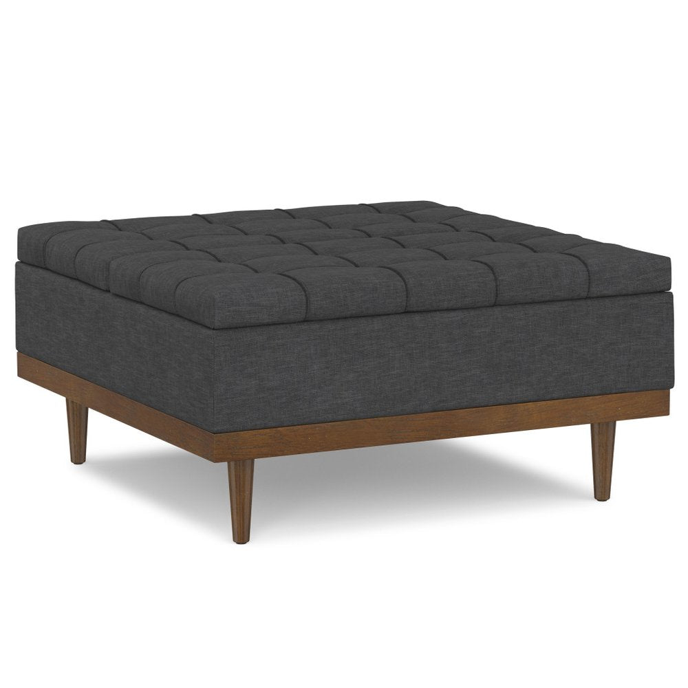 36" Black And Walnut Tufted Ottoman With Storage — view 14